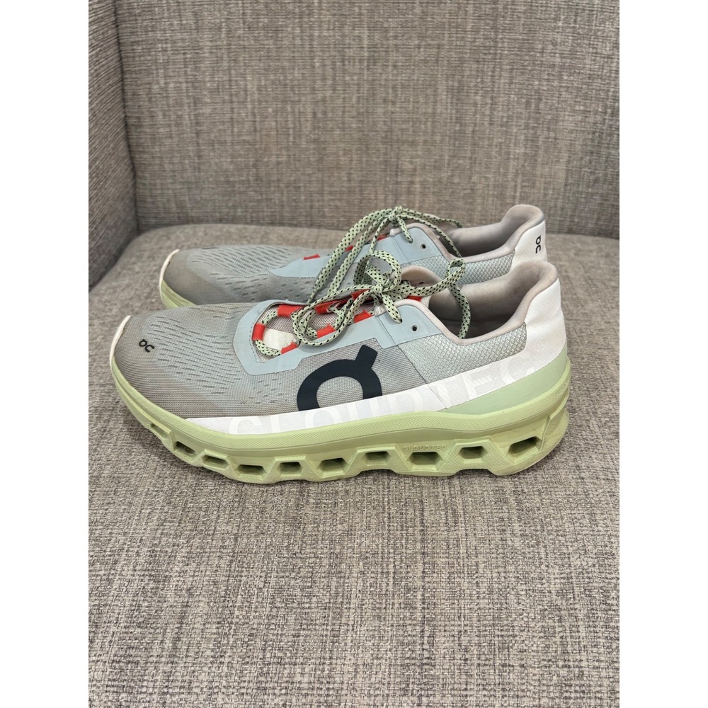 On Cloudmonster Running Shoes Women 10 Alloy Meadow Grey Green